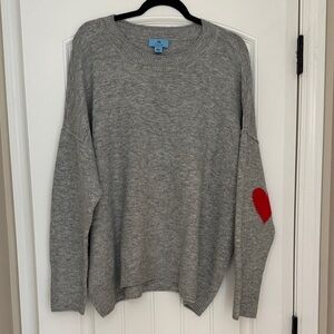 CeCe Gray Knit Sweater w/ Hearts